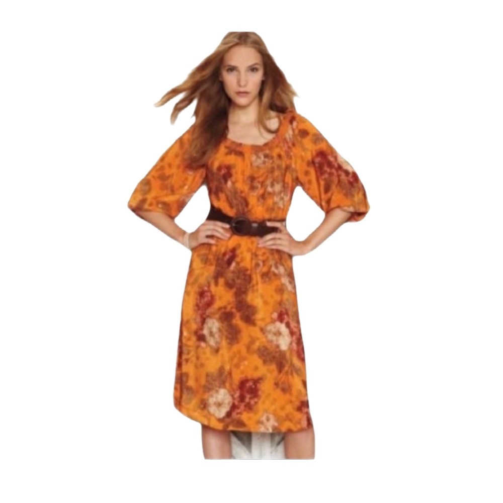 Anthropologie Women's Moulinette Soeurs Cara Cara Dress 100% Silk Floral Size 6